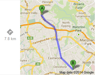 Beecroft to Denistone (Google)