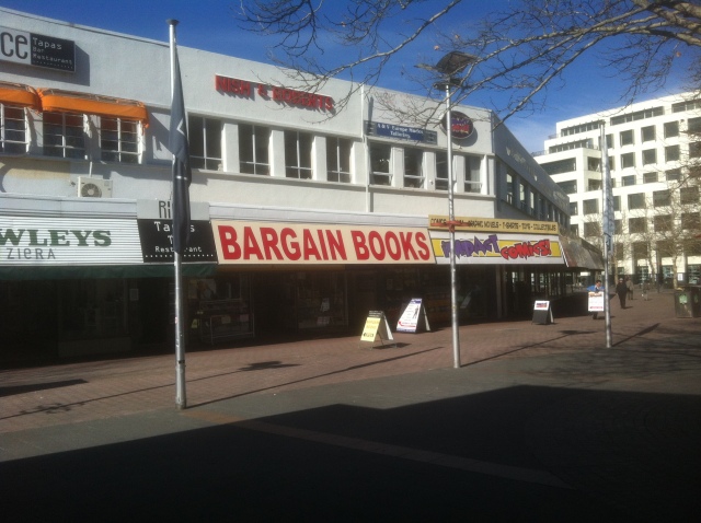 The last time I visited Clouston & Hall Booksellers at their former long-time address in Garema Place, Civic ACT, 22 August 2014 (Black and Blue Man) 