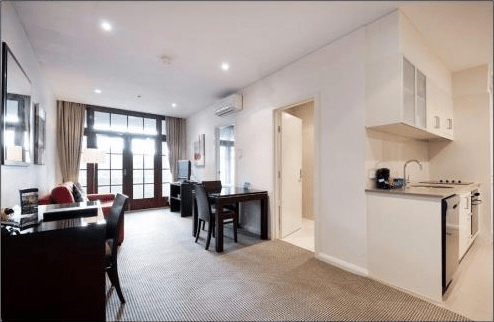 An example of a one-bedroom apartment at Quest Canberra, Civic ACT (questapartments.com.au)